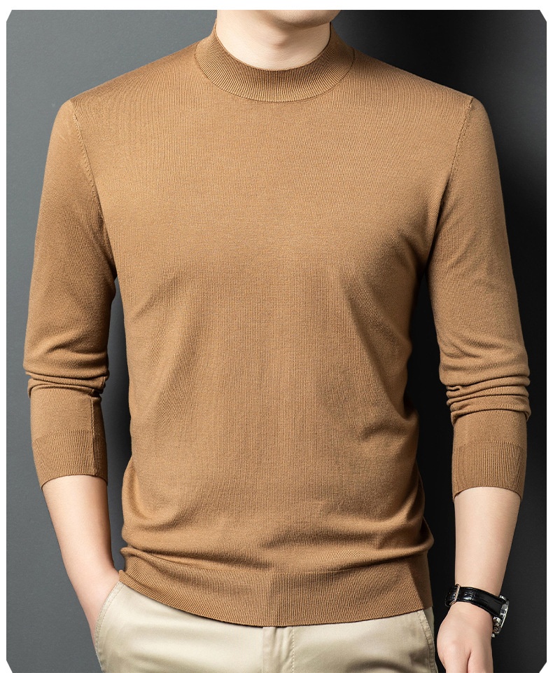 Men's Mock Neck Fine Knit Long Sleeve Pullover