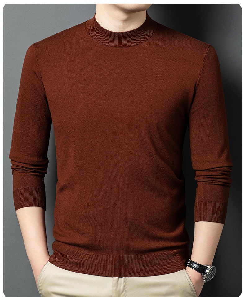 Men's Mock Neck Fine Knit Long Sleeve Pullover