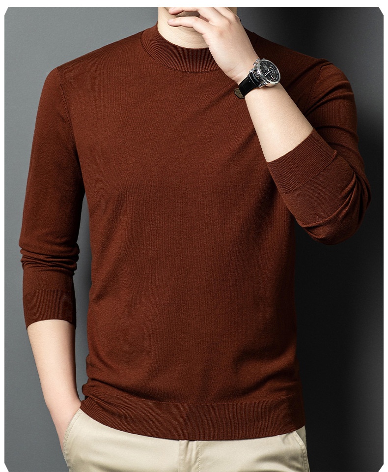 Men's Mock Neck Fine Knit Long Sleeve Pullover