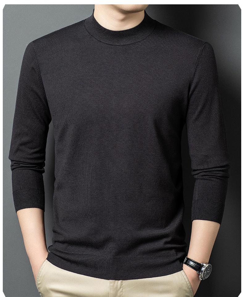 Men's Mock Neck Fine Knit Long Sleeve Pullover