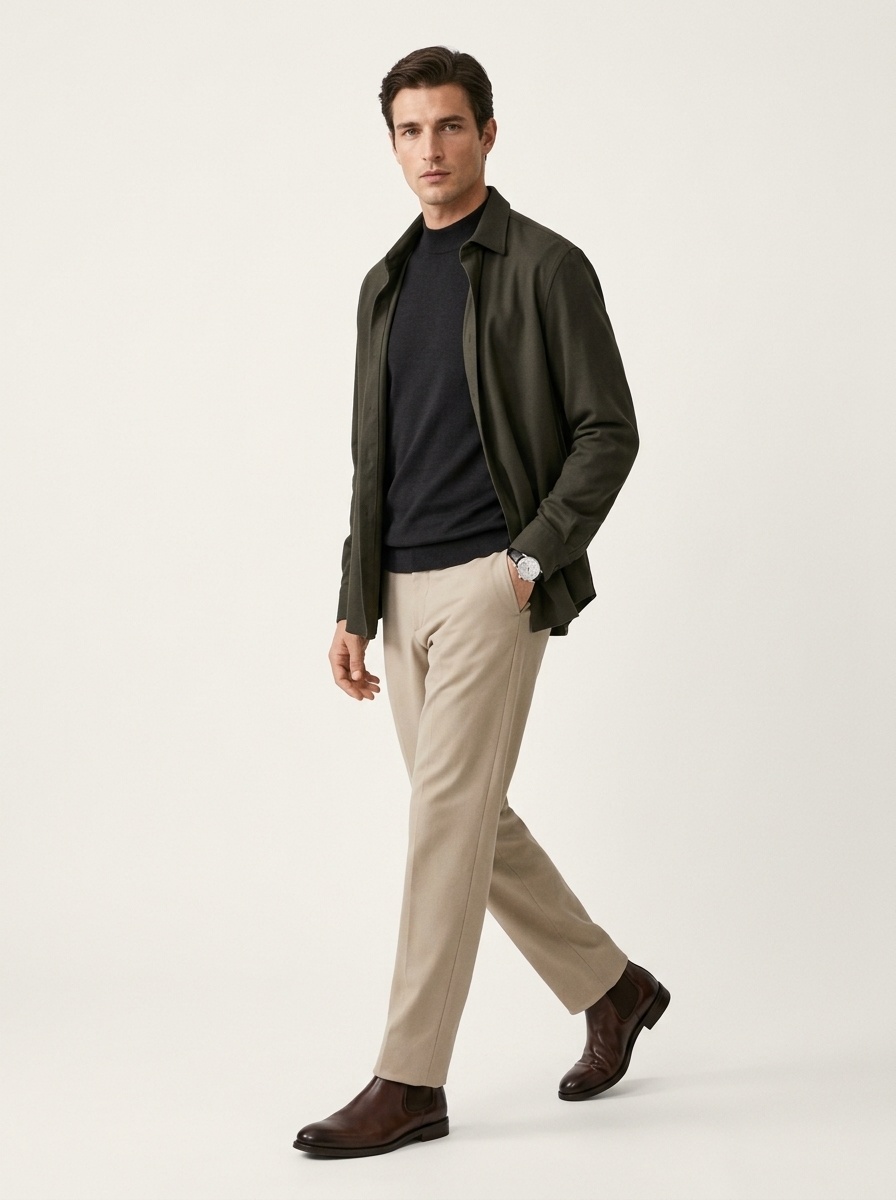 Men's Mock Neck Fine Knit Long Sleeve Pullover