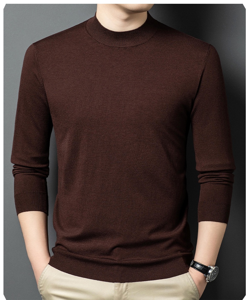 Men's Mock Neck Fine Knit Long Sleeve Pullover