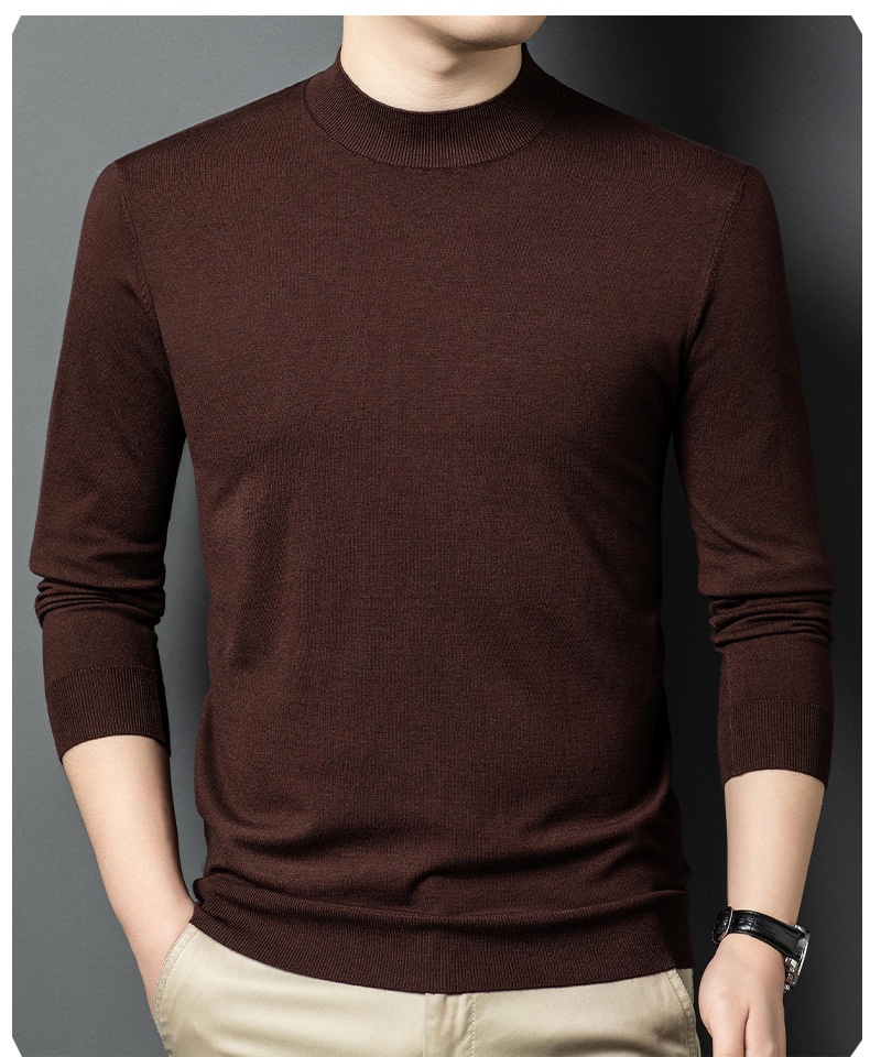 Men's Mock Neck Fine Knit Long Sleeve Pullover