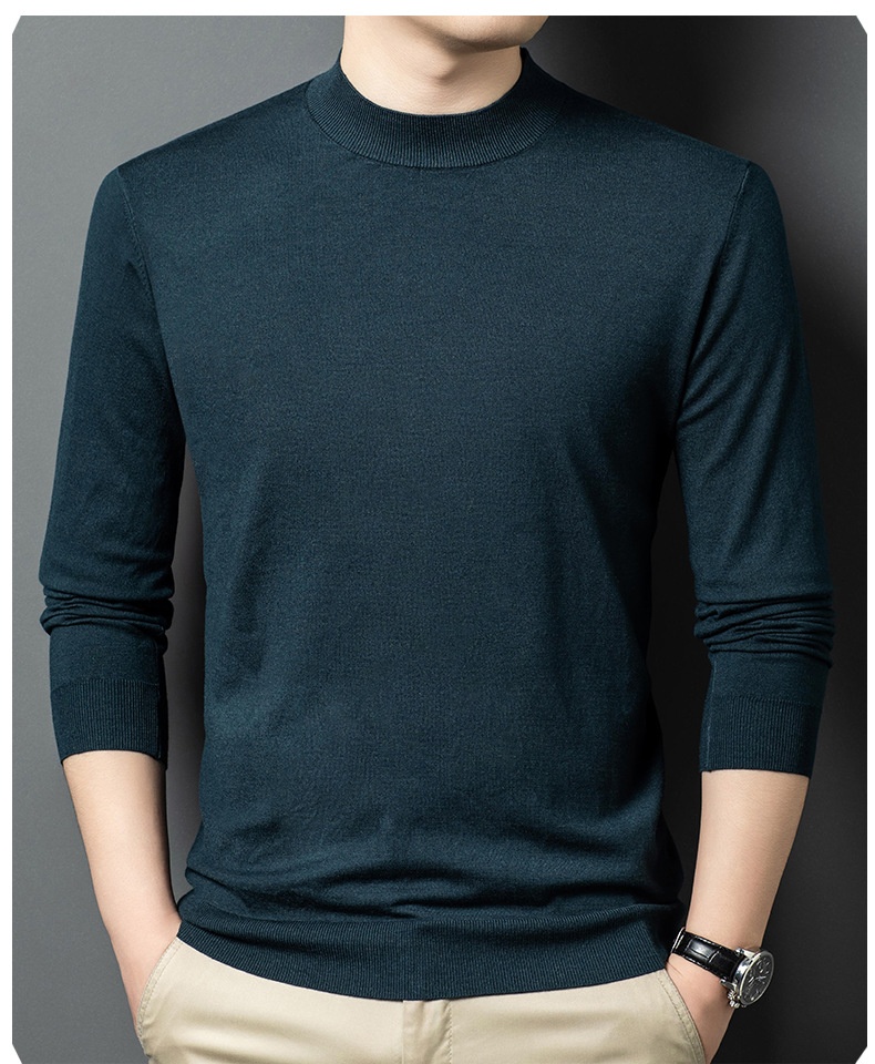 Men's Mock Neck Fine Knit Long Sleeve Pullover
