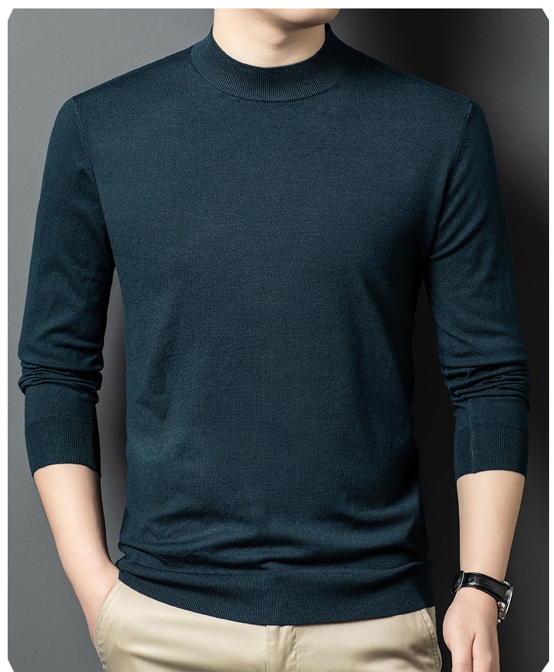 Men's Mock Neck Fine Knit Long Sleeve Pullover
