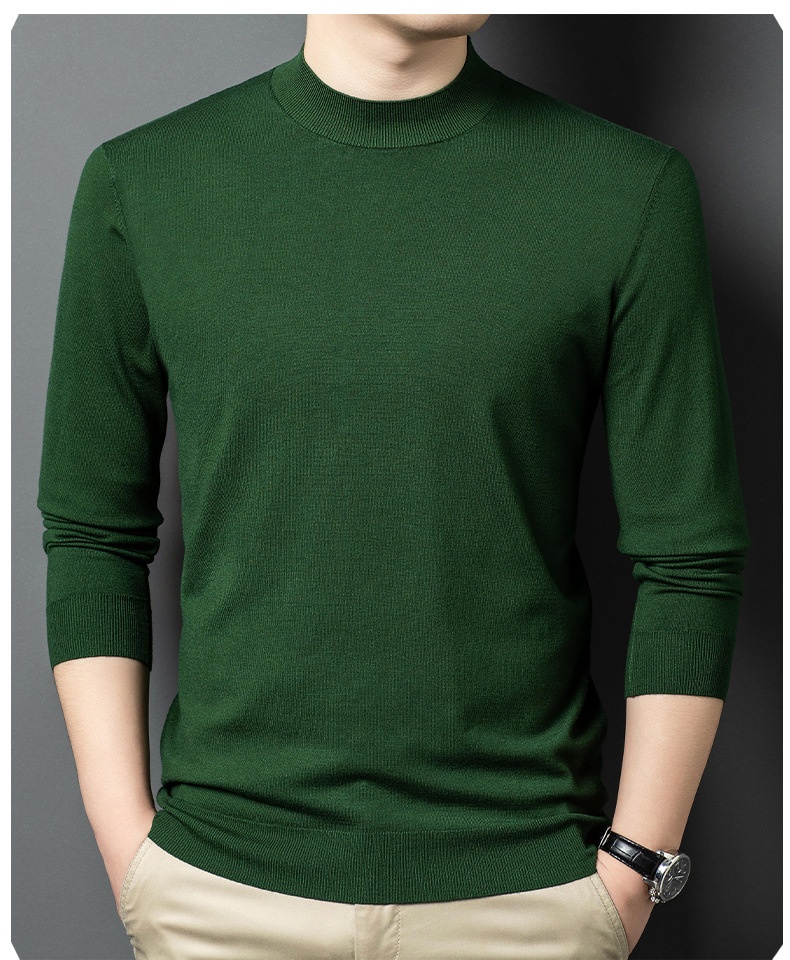 Men's Mock Neck Fine Knit Long Sleeve Pullover