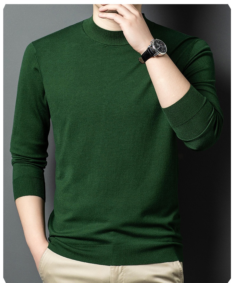 Men's Mock Neck Fine Knit Long Sleeve Pullover