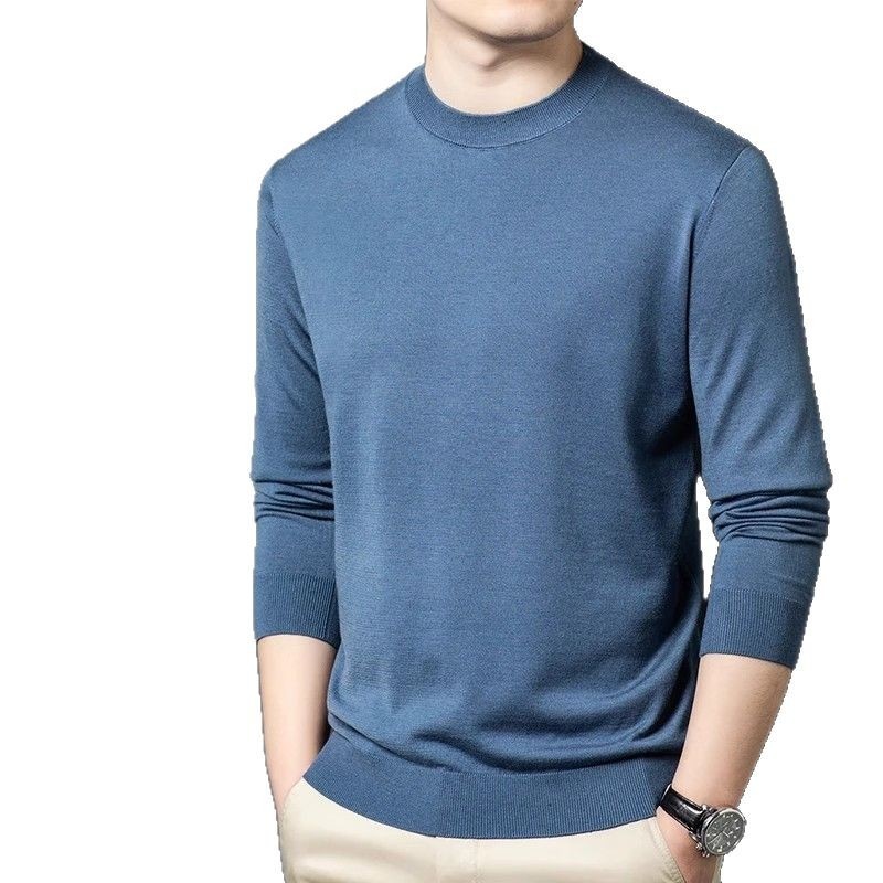 Men's Mock Neck Fine Knit Long Sleeve Pullover
