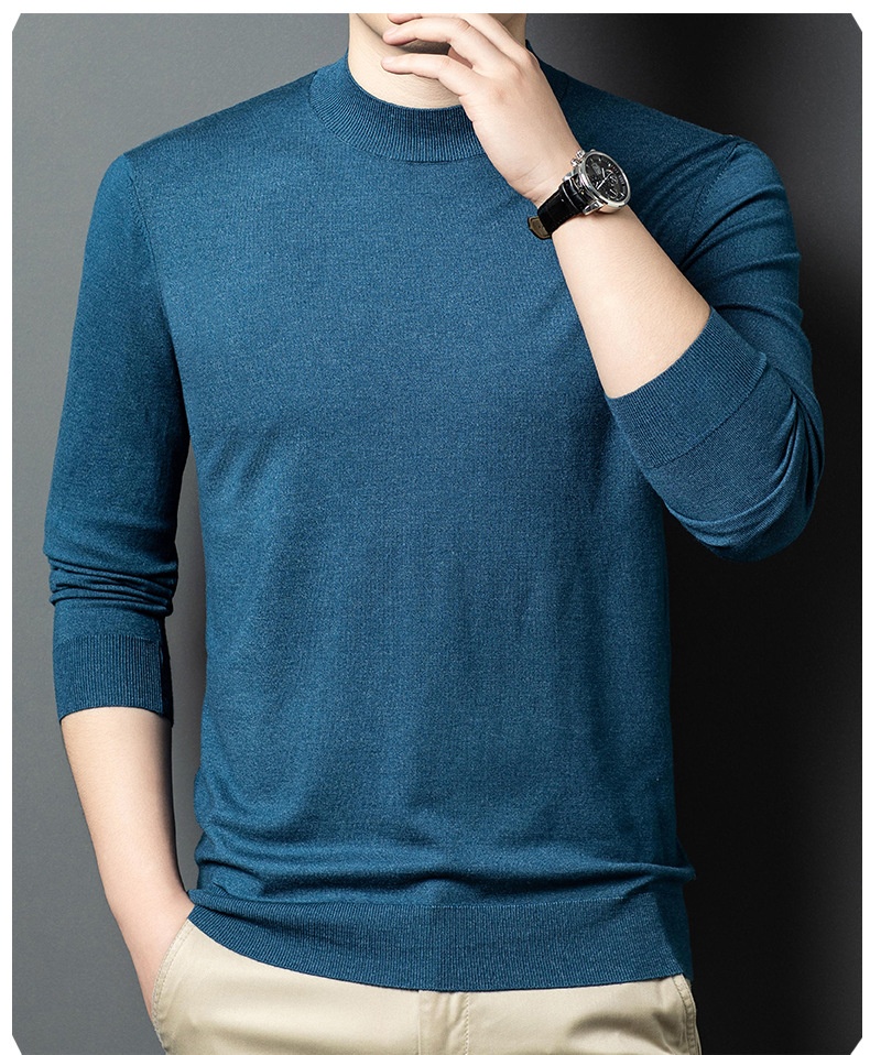 Men's Mock Neck Fine Knit Long Sleeve Pullover