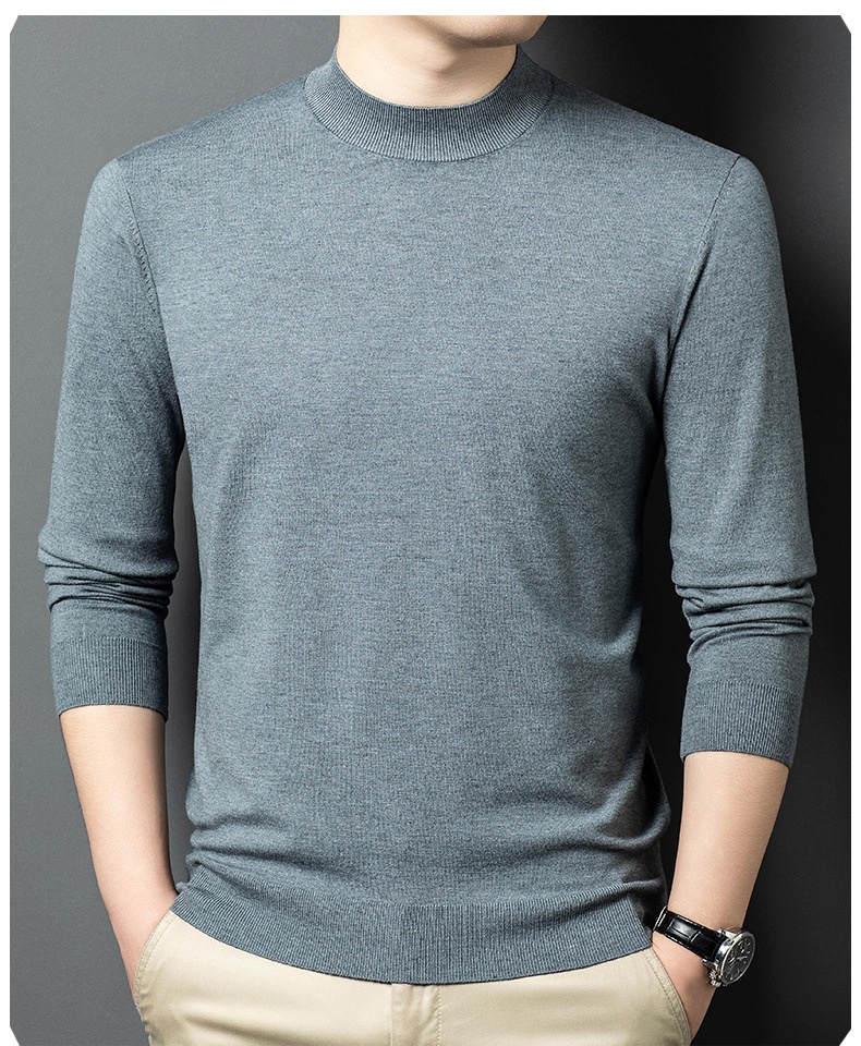 Men's Mock Neck Fine Knit Long Sleeve Pullover