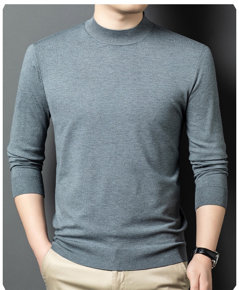 Men's Mock Neck Fine Knit Long Sleeve Pullover