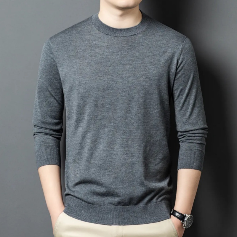 Men's Mock Neck Fine Knit Long Sleeve Pullover