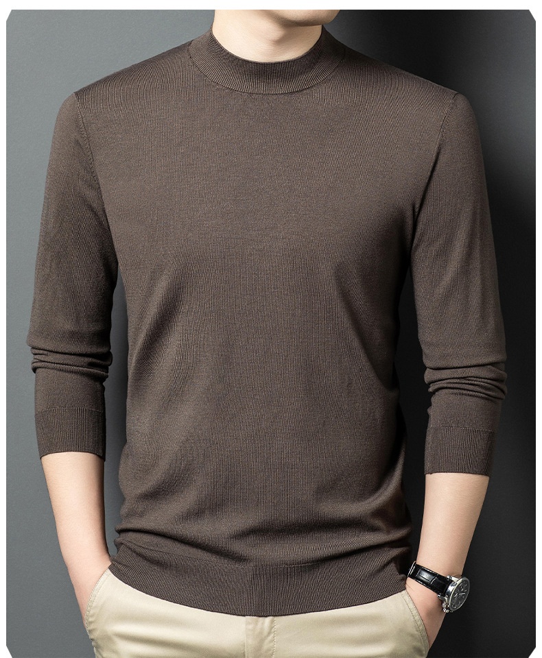 Men's Mock Neck Fine Knit Long Sleeve Pullover