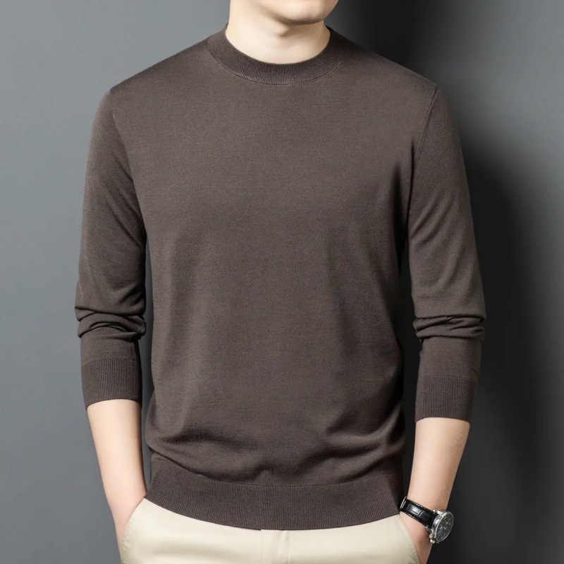 Men's Mock Neck Fine Knit Long Sleeve Pullover