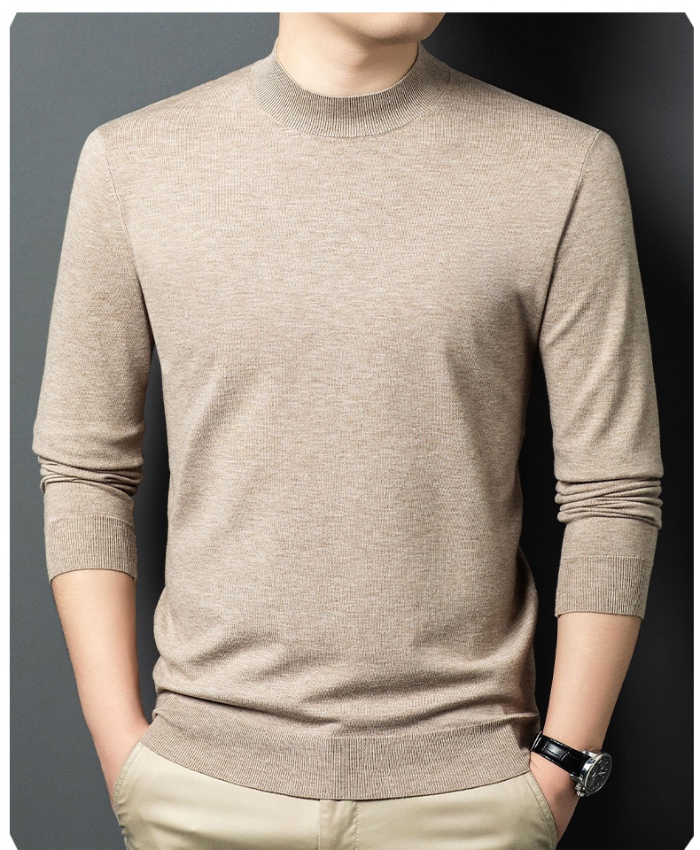 Men's Mock Neck Fine Knit Long Sleeve Pullover