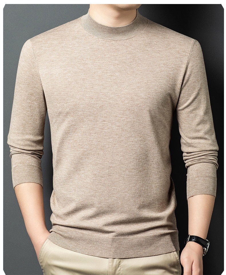 Men's Mock Neck Fine Knit Long Sleeve Pullover