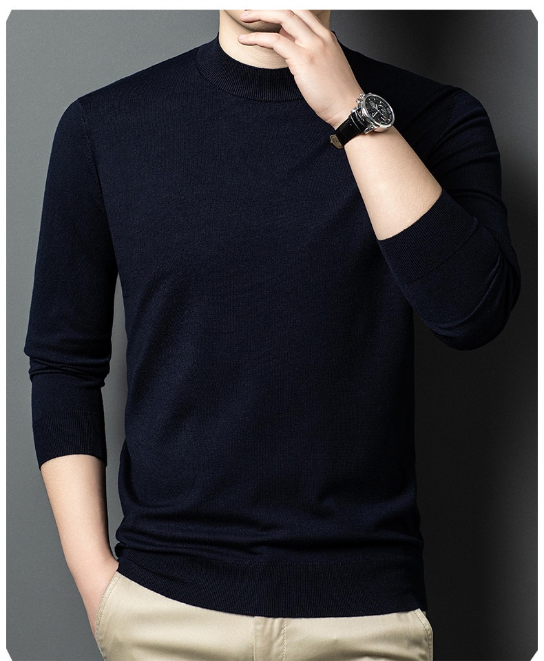 Men's Mock Neck Fine Knit Long Sleeve Pullover