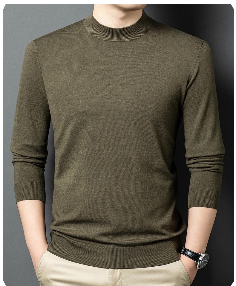 Men's Mock Neck Fine Knit Long Sleeve Pullover