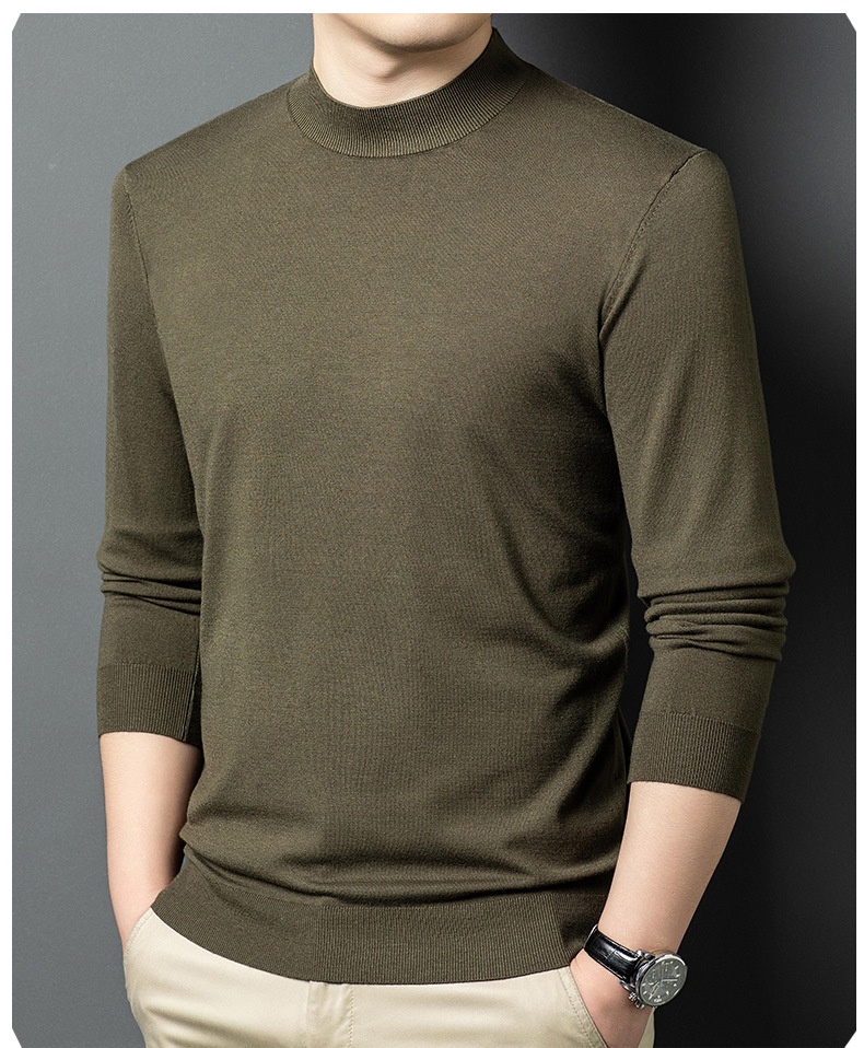 Men's Mock Neck Fine Knit Long Sleeve Pullover