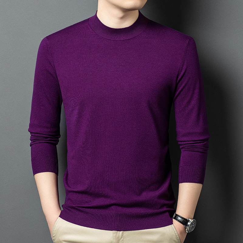 Men's Mock Neck Fine Knit Long Sleeve Pullover