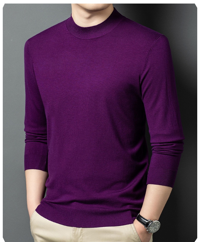 Men's Mock Neck Fine Knit Long Sleeve Pullover