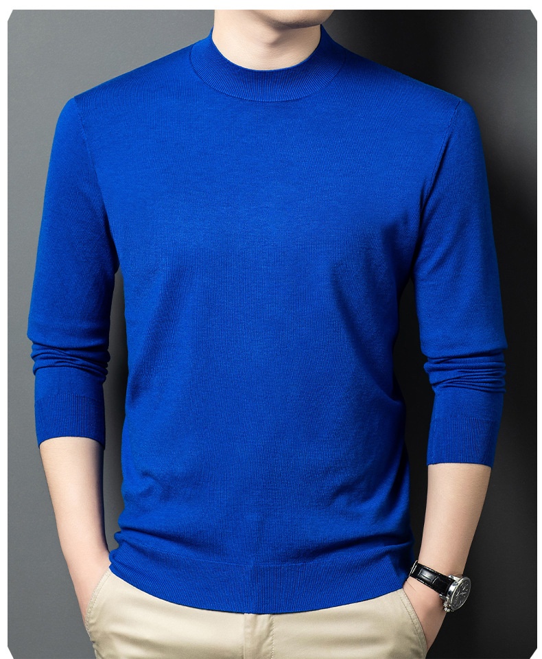 Men's Mock Neck Fine Knit Long Sleeve Pullover