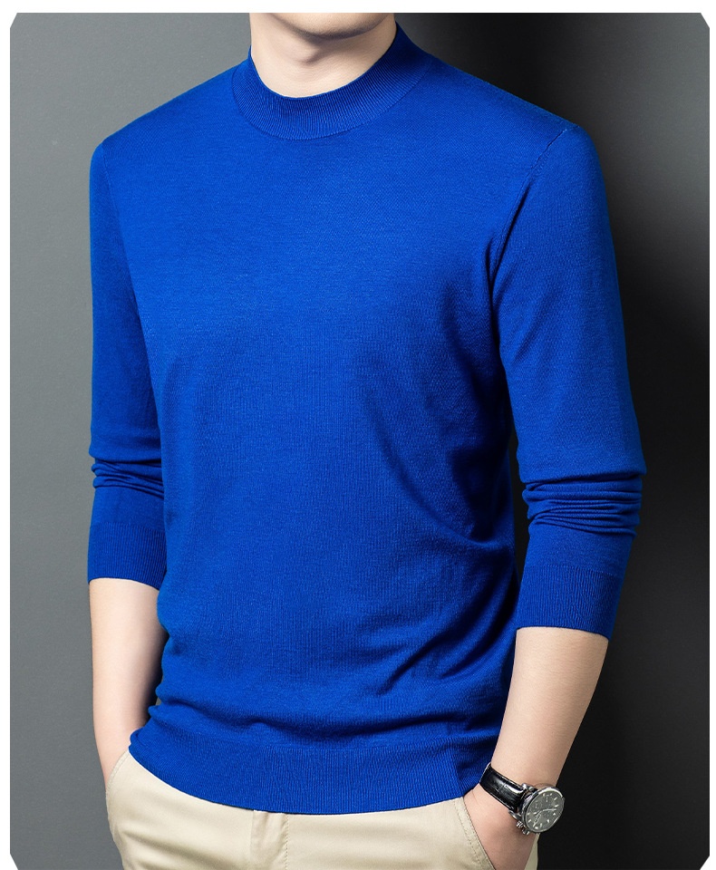 Men's Mock Neck Fine Knit Long Sleeve Pullover