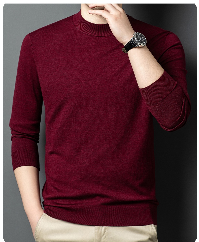 Men's Mock Neck Fine Knit Long Sleeve Pullover