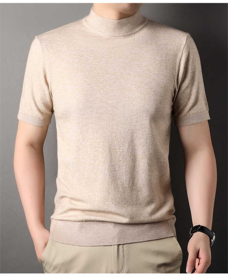 Men's Mock Neck Short Sleeve Knit Sweater