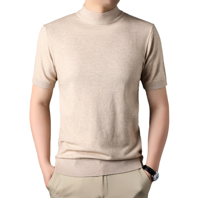 Men's Mock Neck Short Sleeve Knit Sweater