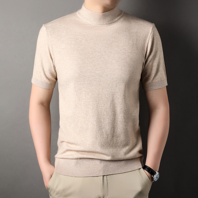 Men's Mock Neck Short Sleeve Knit Sweater