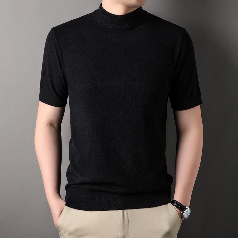 Men's Mock Neck Short Sleeve Knit Sweater