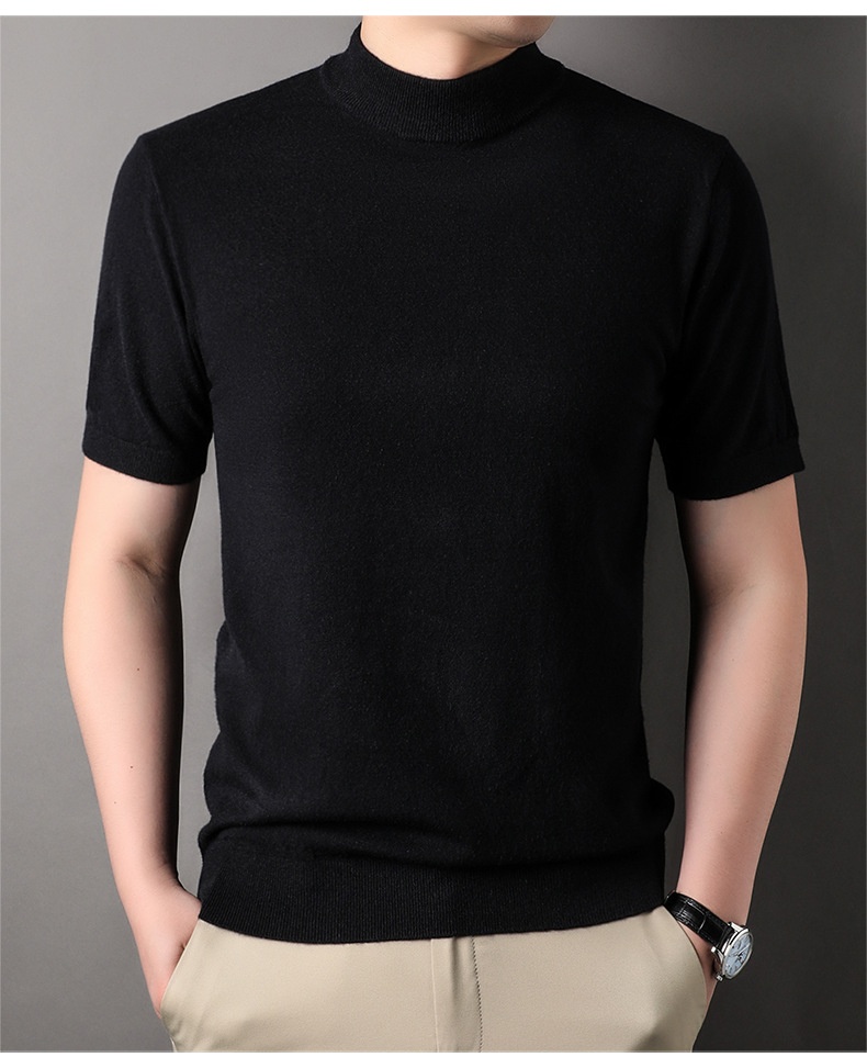 Men's Mock Neck Short Sleeve Knit Sweater