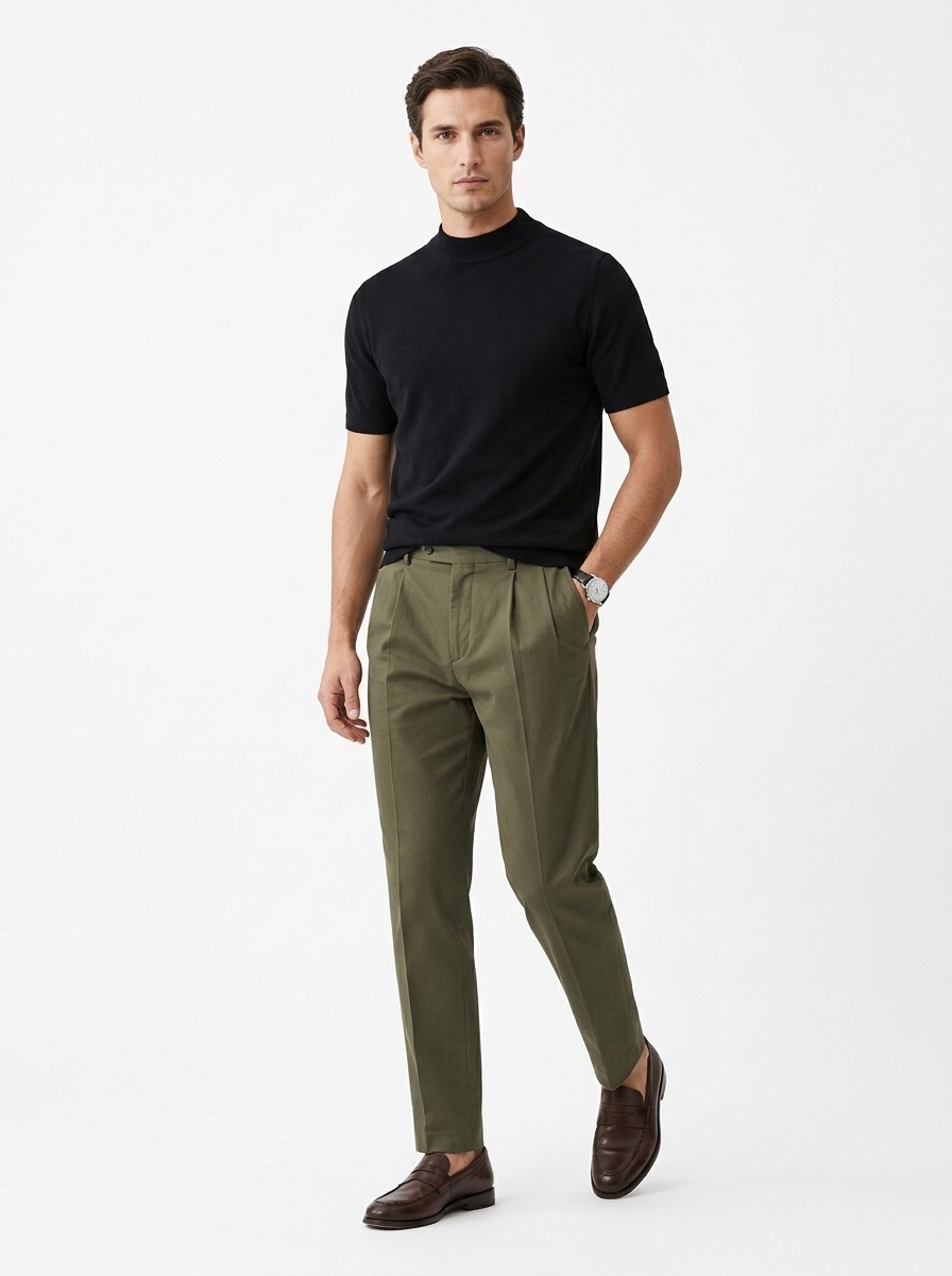 Men's Mock Neck Short Sleeve Knit Sweater