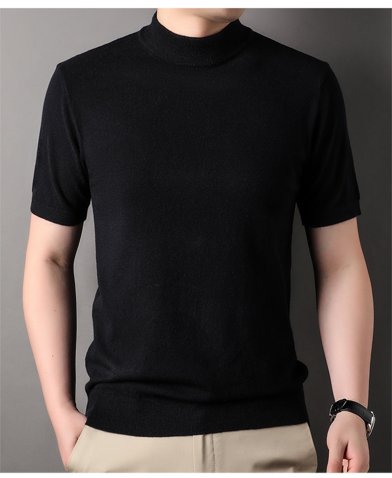Men's Mock Neck Short Sleeve Knit Sweater