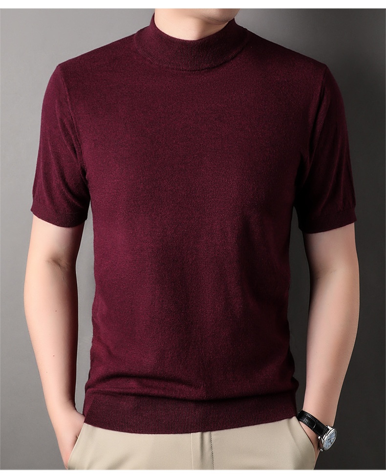 Men's Mock Neck Short Sleeve Knit Sweater