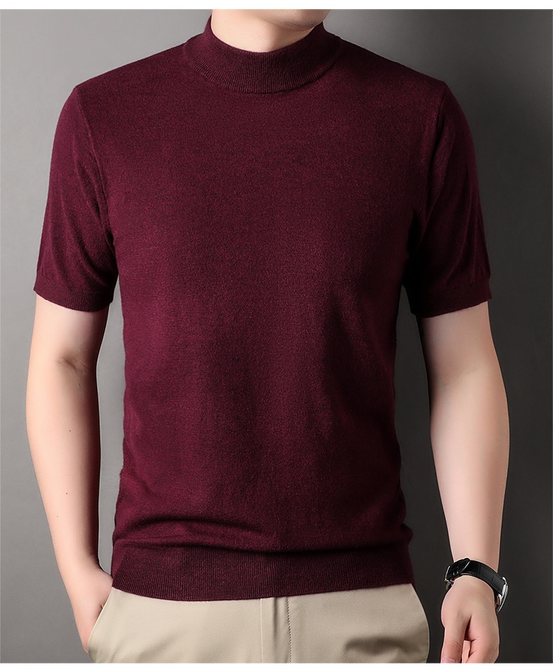 Men's Mock Neck Short Sleeve Knit Sweater