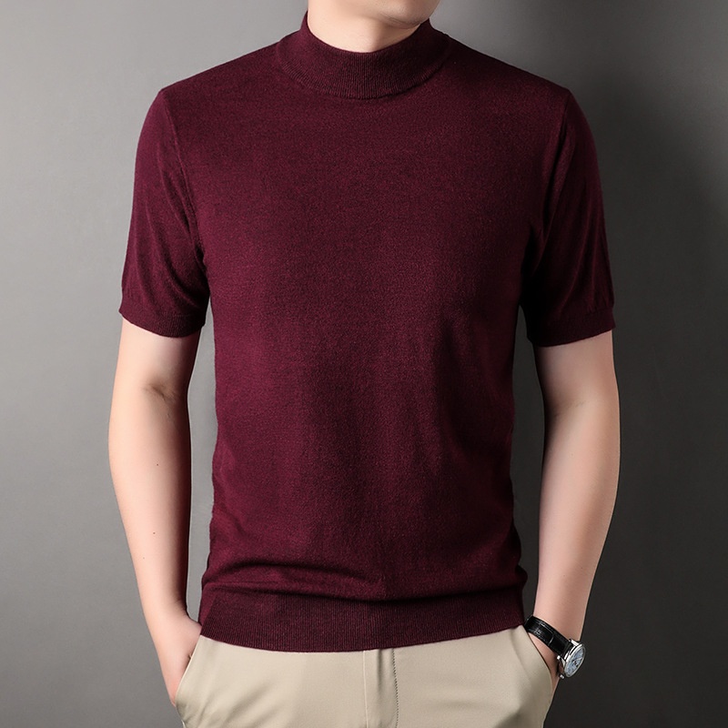 Men's Mock Neck Short Sleeve Knit Sweater