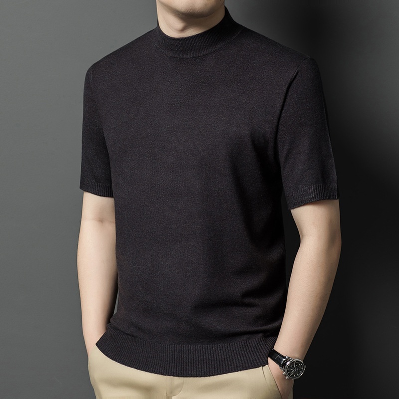 Men's Mock Neck Short Sleeve Knit Sweater