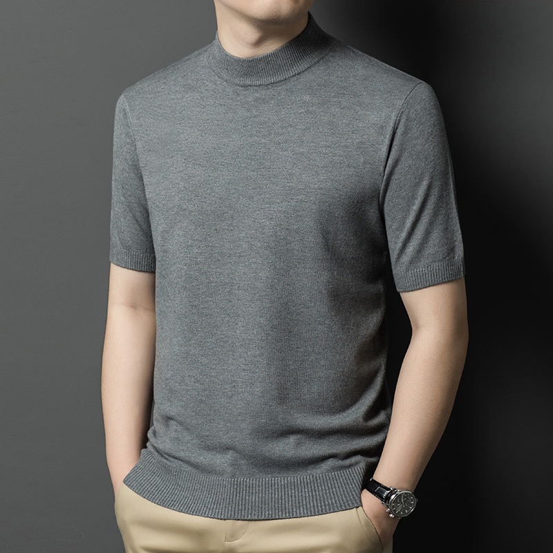 Men's Mock Neck Short Sleeve Knit Sweater