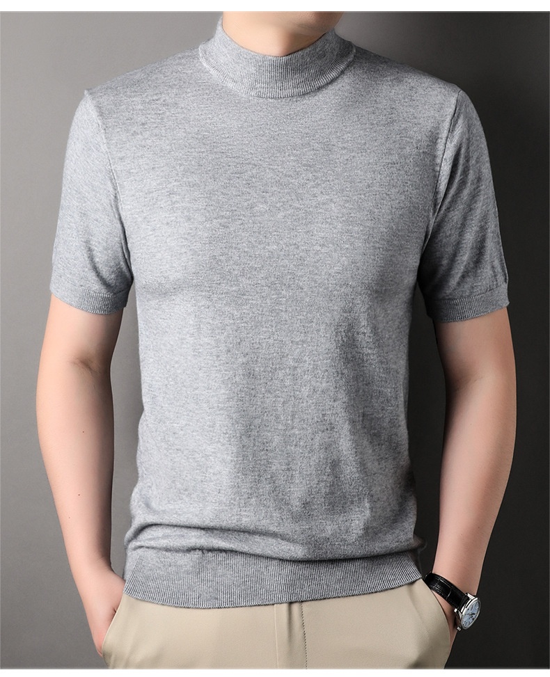 Men's Mock Neck Short Sleeve Knit Sweater