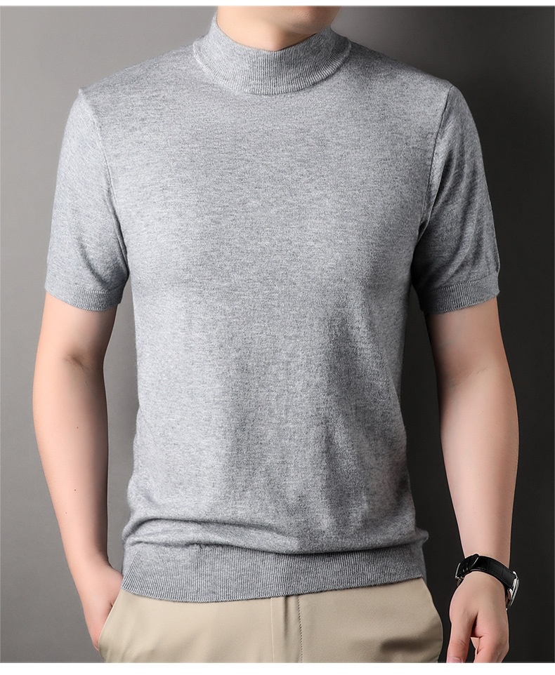 Men's Mock Neck Short Sleeve Knit Sweater