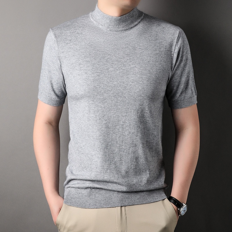 Men's Mock Neck Short Sleeve Knit Sweater