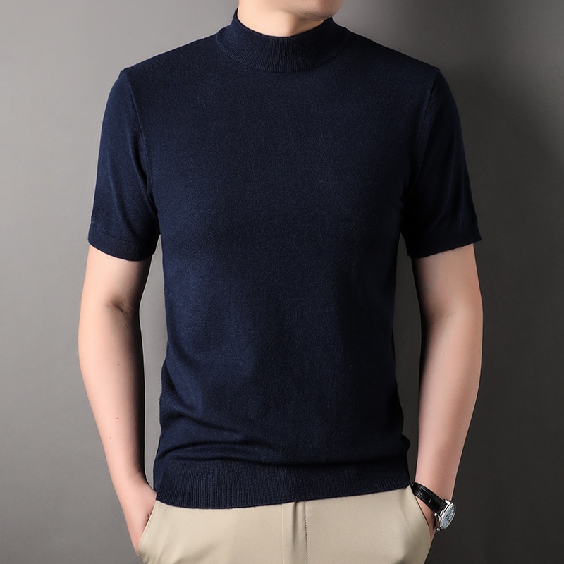 Men's Mock Neck Short Sleeve Knit Sweater