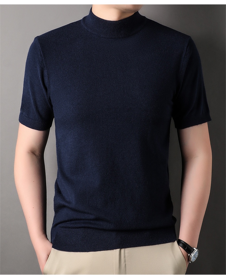 Men's Mock Neck Short Sleeve Knit Sweater
