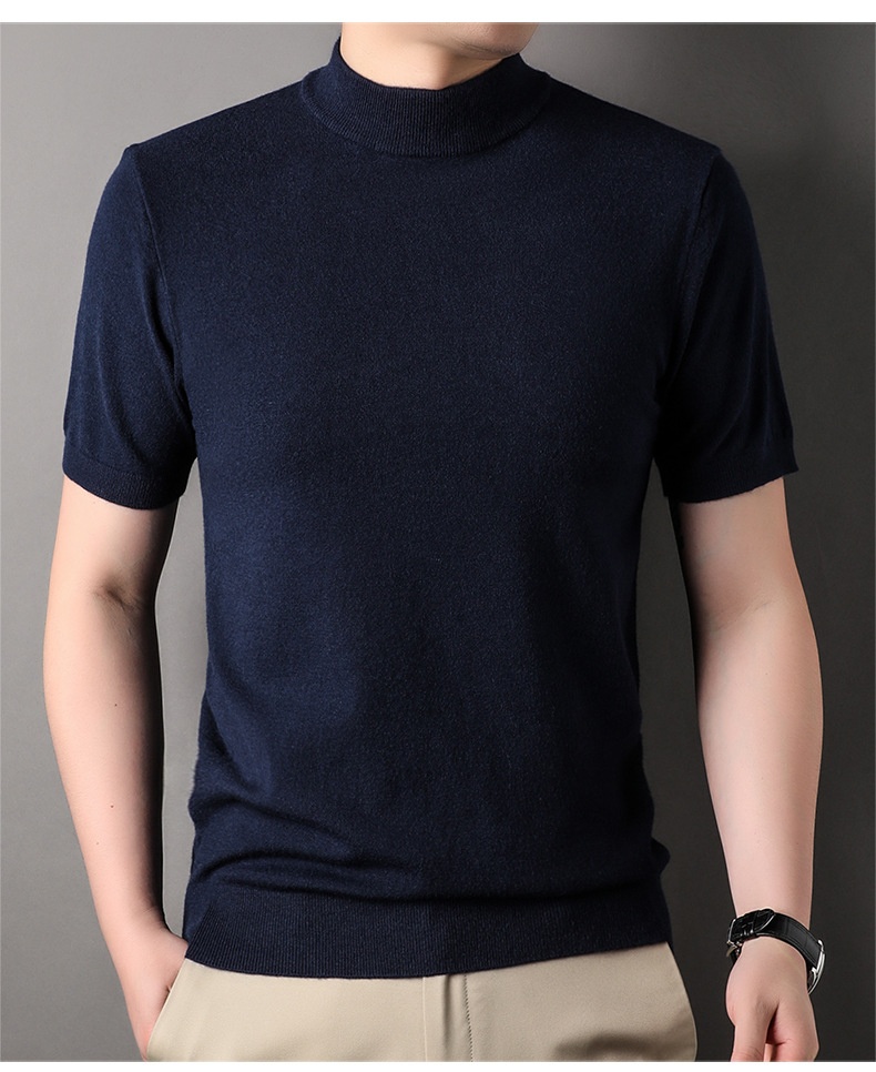 Men's Mock Neck Short Sleeve Knit Sweater