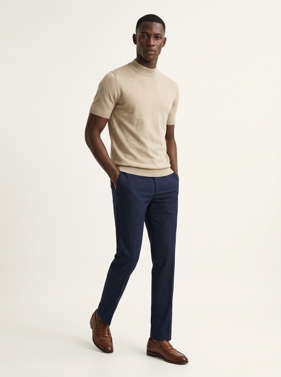 Men's Mock Neck Short Knit Sweater