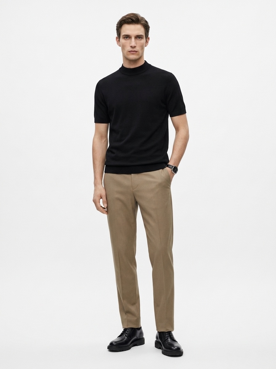 Men's Mock Neck Short Knit Sweater