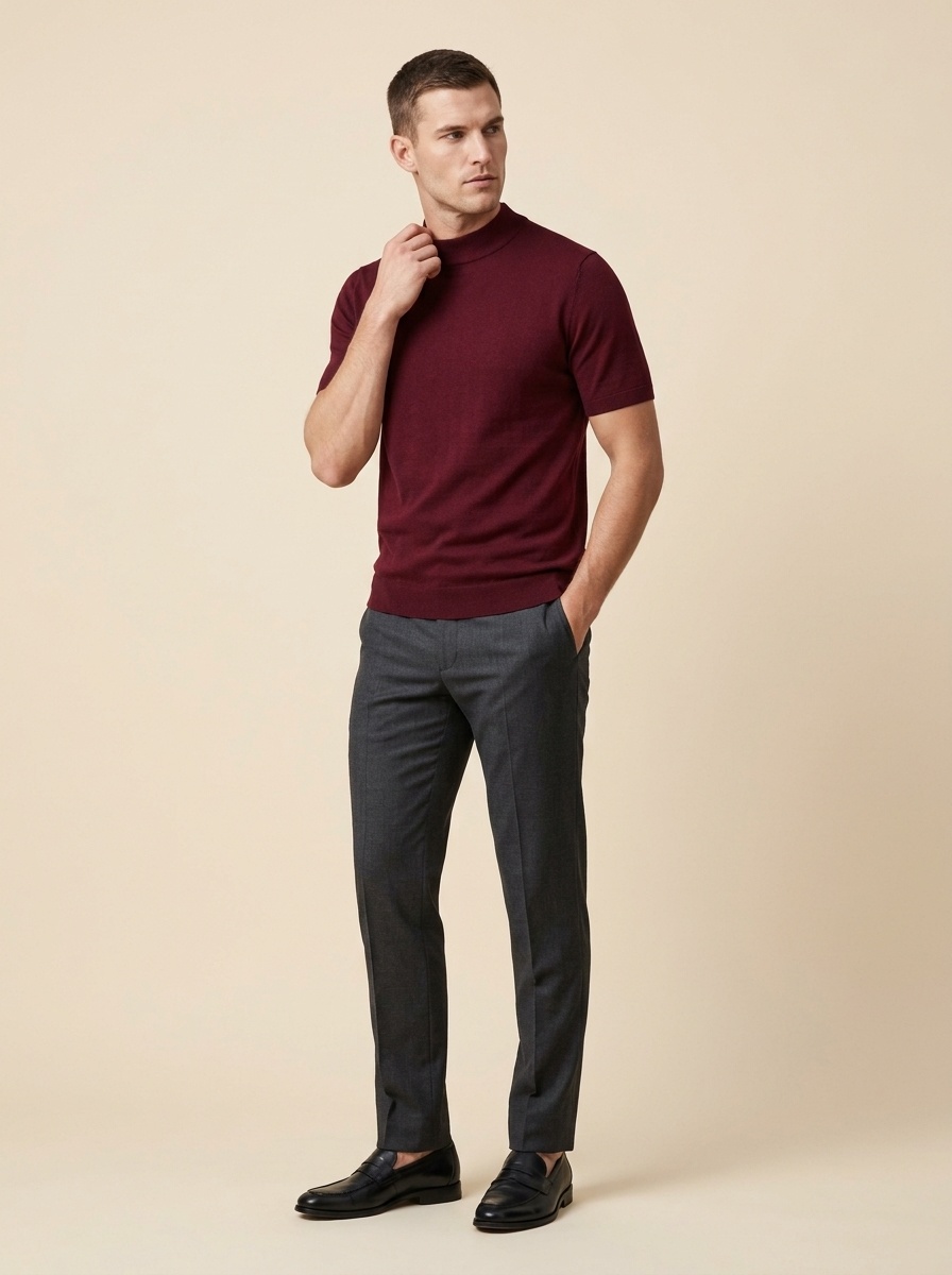 Men's Mock Neck Short Knit Sweater