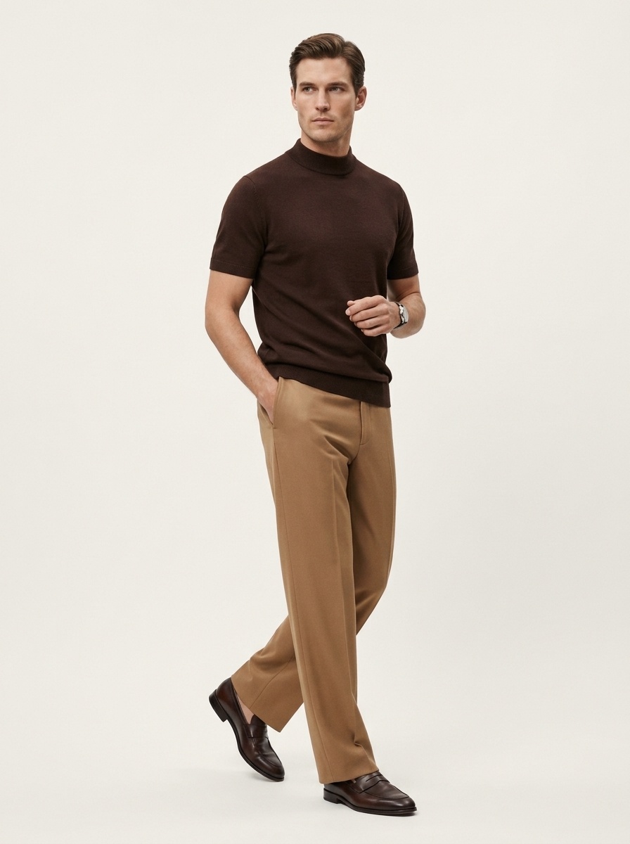 Men's Mock Neck Short Knit Sweater